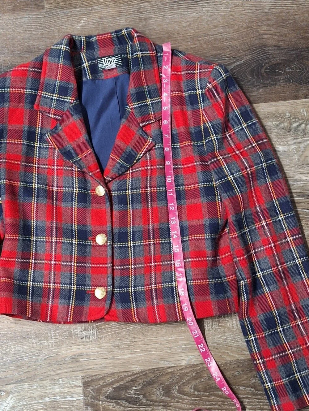 LRGR Vintage 90s Tartan Plaid Cropped Blazer, Size 6